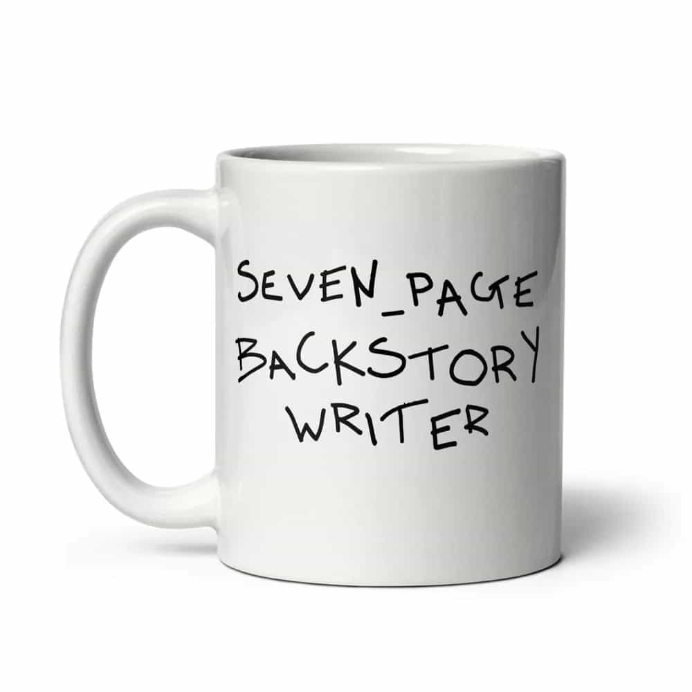 Seven-Page Backstory Writer, Mug