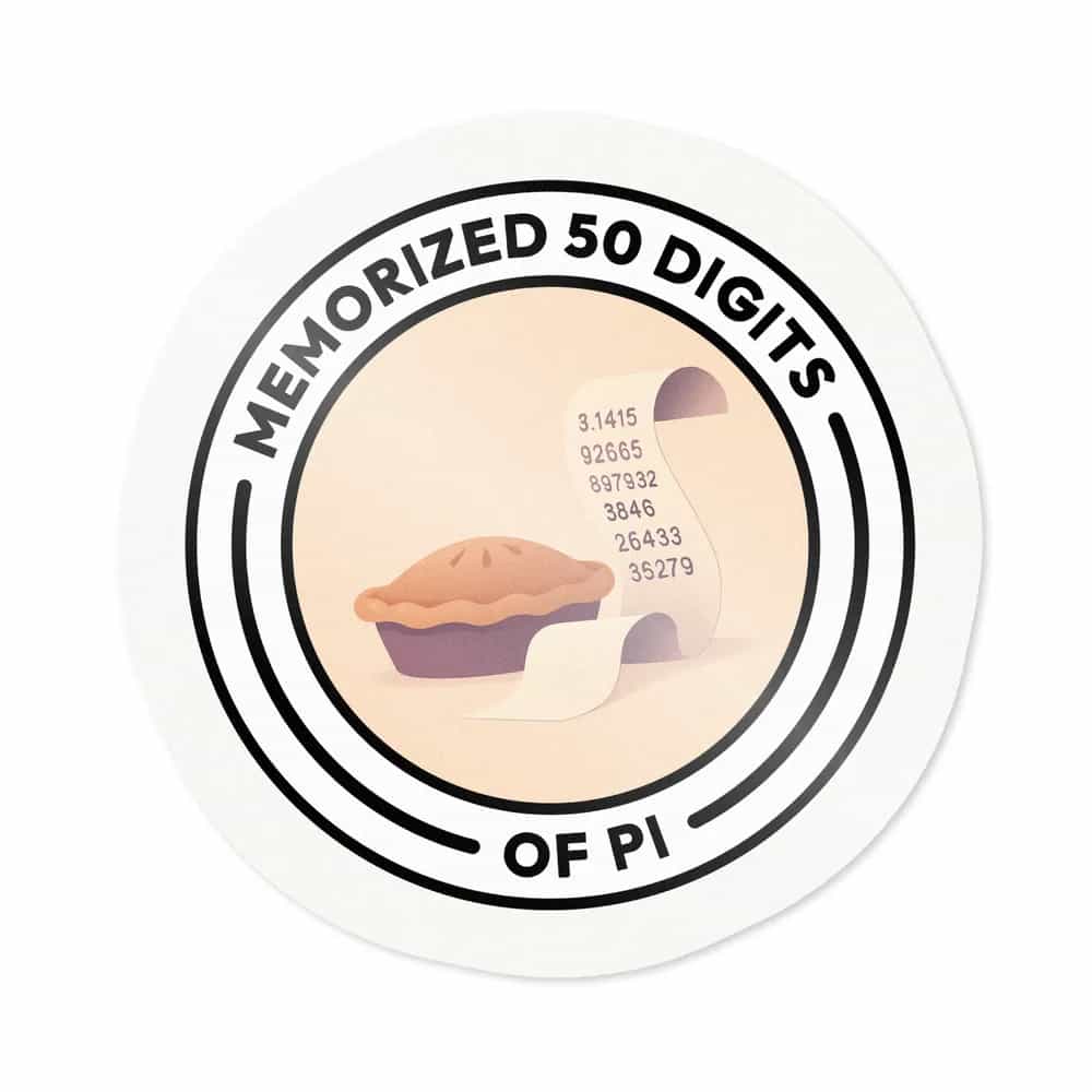 Memorized 50 Digits Of Pi, Sticker