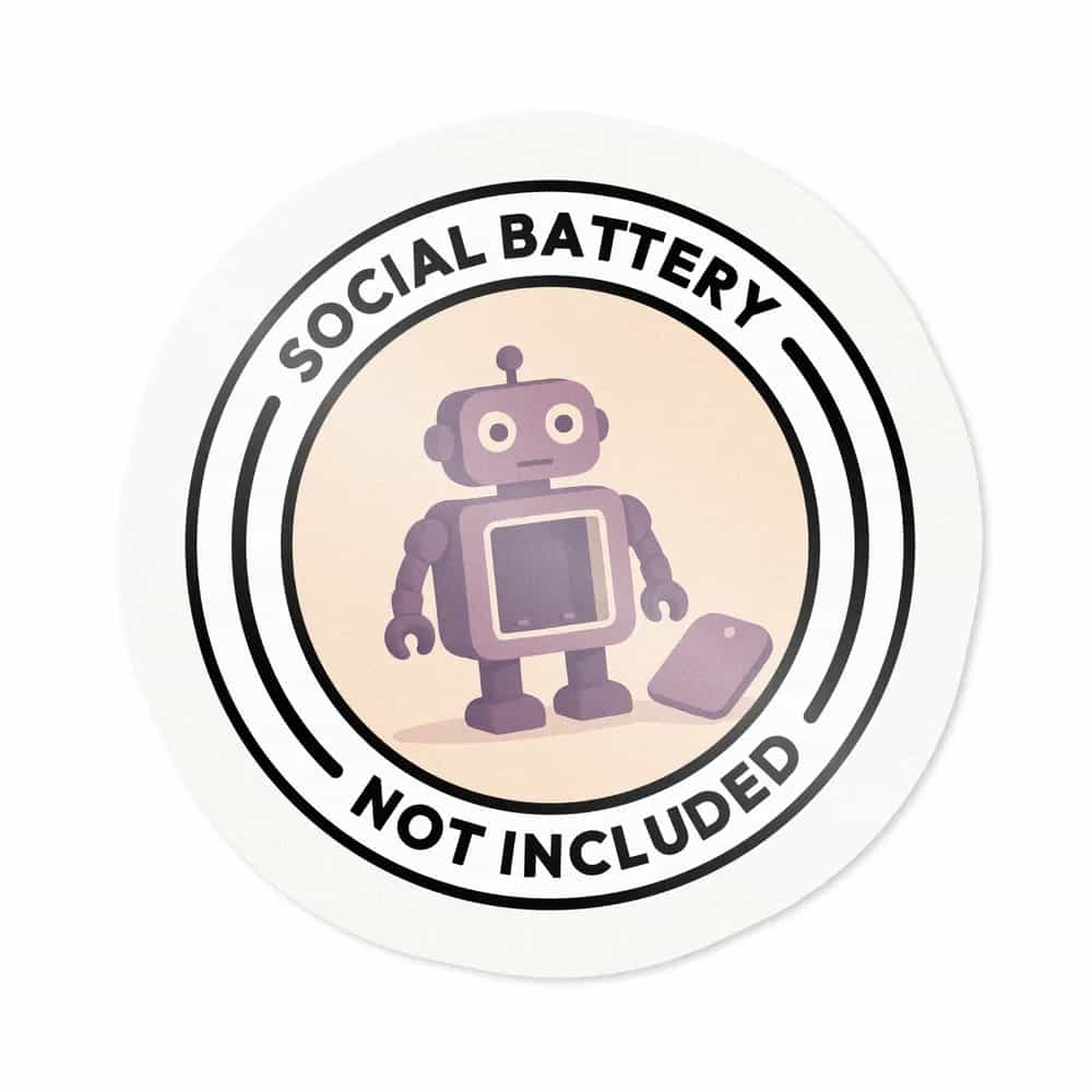 Social Battery Not Included, Sticker