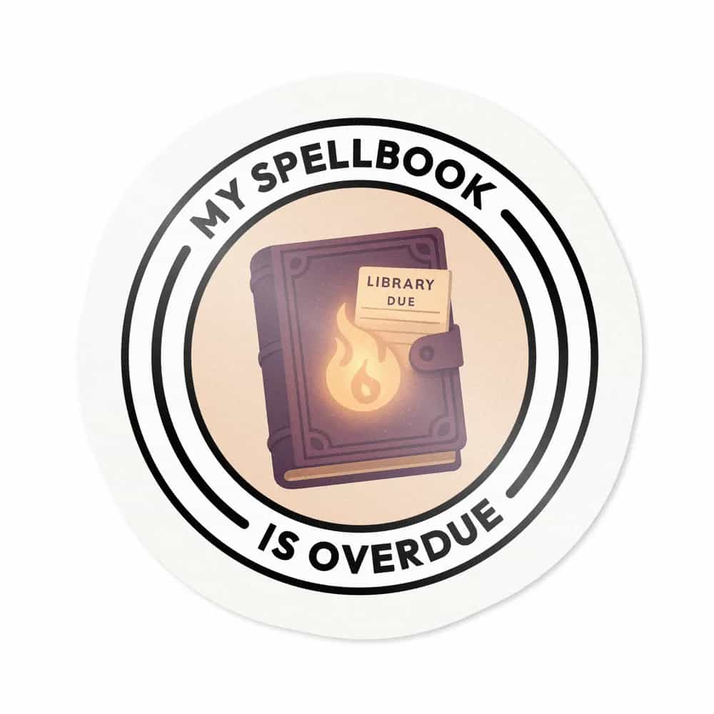My Spellbook Is Overdue, Sticker