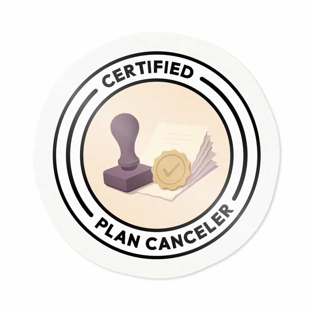 Certified Plan Canceler, Sticker